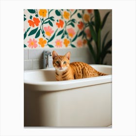 Cat In A Bathtub Canvas Print