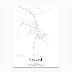 Hadyach,Ukraine Minimalist Map Stampe su tela