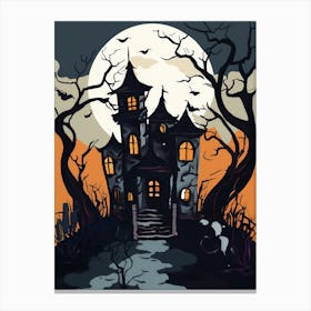 Spooky Haunted House Halloween Canvas Print
