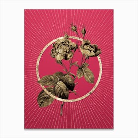 Gold Anemone Centuries Rose Glitter Ring Botanical Art on Viva Magenta n.0197 Canvas Print