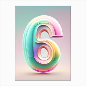 6, Number, Education Rainbow Bubble 3 Canvas Print