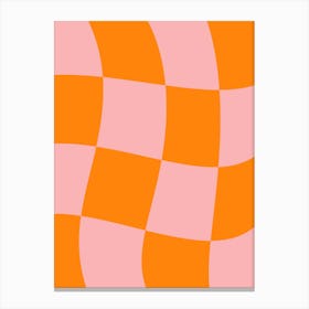 Pink and Orange Checkerboard Canvas Print