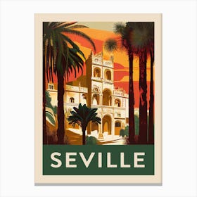 Seville Retro Travel Poster Canvas Print