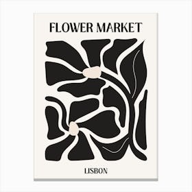 B&W Flower Market Poster Lisbon Canvas Print
