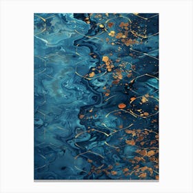 Abstract Blue And Gold Painting 2 Canvas Print