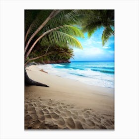 Beach With Palm Trees Canvas Print