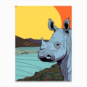 Geometric Line Rhino Portrait 3 Canvas Print