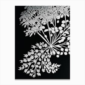 Queen Anne S Lace Leaf Linocut 1 Canvas Print