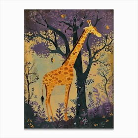 Giraffes By The Tress Illustration 1 Canvas Print