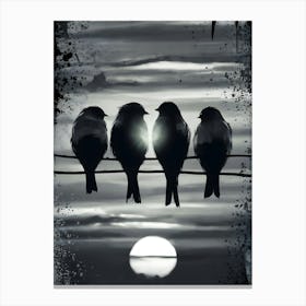 Birds On Wire Canvas Print
