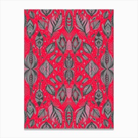 Neon Vibe Abstract Peacock Feathers Black And Red 1 Canvas Print