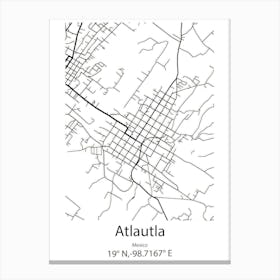 Atlautla,Mexico Minimalist Map Canvas Print