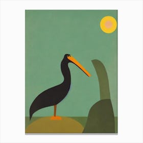 Pelican Midcentury Illustration Bird Canvas Print