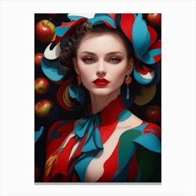 Woman With An Apple Canvas Print