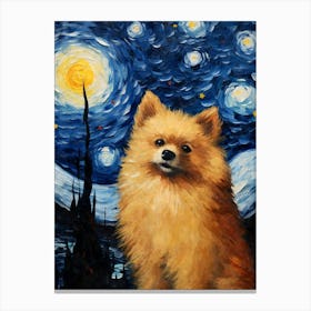 Pomeranian Starry Night Dog Portrait Canvas Print