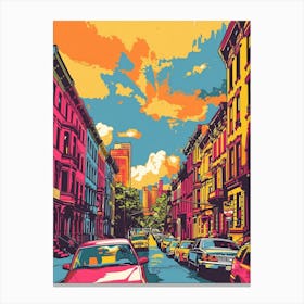 Harlem New York Colourful Silkscreen Illustration 3 Canvas Print