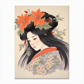 Himeyuri Okinawan Lily Vintage Japanese Botanical And Geisha Canvas Print