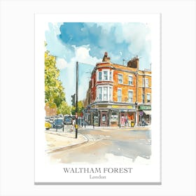 Waltham Forest London Borough   Street Watercolour 2 Poster Canvas Print