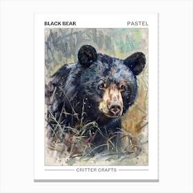 Black Bear Pastel Watercolour 1 Poster Stampe su tela