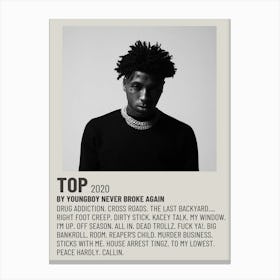 Top 2020 By Youngboy Never Broke Again Poster 2 Canvas Print