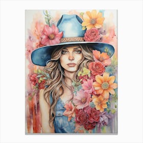 Cowgirl Watercolour Flower 1 Canvas Print