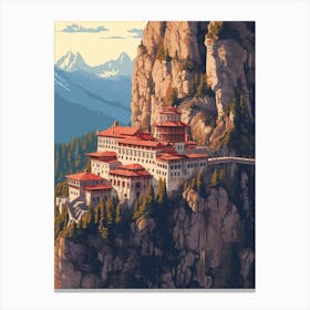 Sumela Monastery Pixel Art 3 Canvas Print