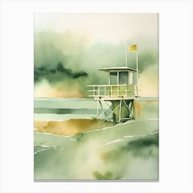 Los Angeles Golden Green Lifeguard Tower Canvas Print