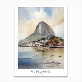 Rio De Janeiro Brazil Watercolour Travel Poster Canvas Print