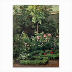 A Rose Garden Vintage Floral Painting Canvas Print