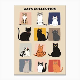 Cats Collection Illustration Canvas Print