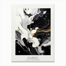 Fluidity Abstract Black And White 1 Poster Canvas Print