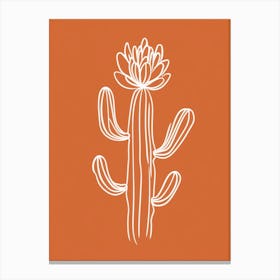 Cactus Line Drawing Echinocereus Cactus 3 Canvas Print