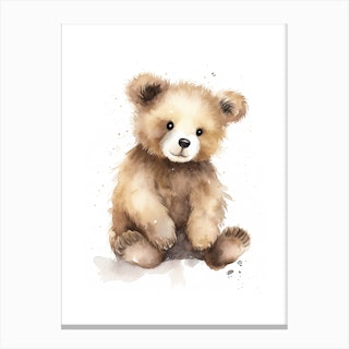 Canvas Print Cute Teddy bear with baby bear 