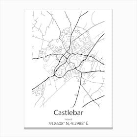 Castlebar,Ireland Minimalist Map Canvas Print