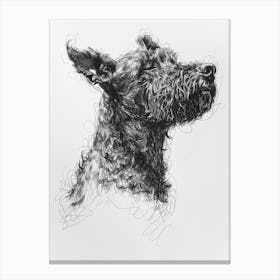 Furry Short Haired Dog Line Sketch 2 Canvas Print