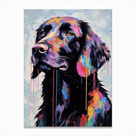 Flat-coated Retriever Watercolor Portrait Colorful 1 Canvas Print