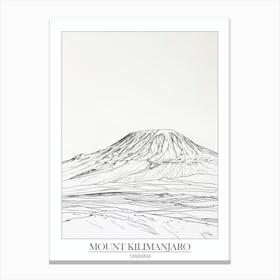 Mount Kilimanjaro Tanzania Line Drawing 1 Poster Canvas Print