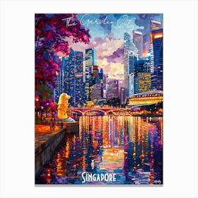 Singapore Skyline, abstract cubism vibrant Poster Canvas Print