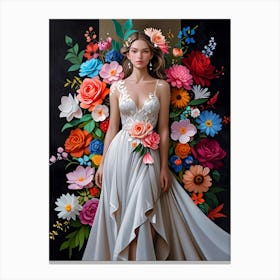 Bride With Flowers Canvas Print