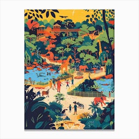 The Bronx Zoo New York Colourful Silkscreen Illustration 4 Canvas Print