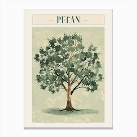 Pecan Tree Minimal Japandi Illustration 3 Poster Canvas Print