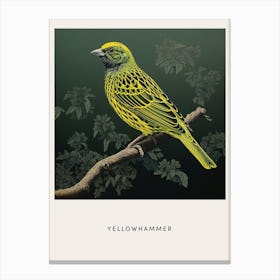 Ohara Koson Inspired Bird Painting Yellowhammer 4 Poster Canvas Print