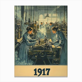 Aihrgdesign A Vintage Industrial Poster Showing Women Working 7331f995 9bd7 41e6 A605 Cfd038d60632 2 Canvas Print