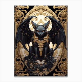  Gargoyle Tarot Card Black & Gold 3 Canvas Print