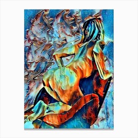 Nude Woman Sitting On Chair Canvas Print