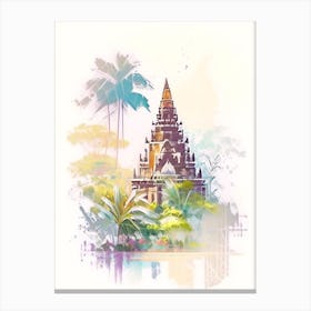 Nusa Dua Indonesia Watercolour Pastel Tropical Destination Canvas Print