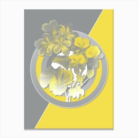 Vintage Crane's Bill Geranium Botanical Geometric Art in Yellow and Gray n.101 Canvas Print