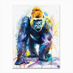 Mountain Gorilla Colourful Watercolour 3 Canvas Print