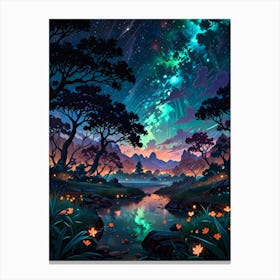 Night Sky In The Forest Canvas Print