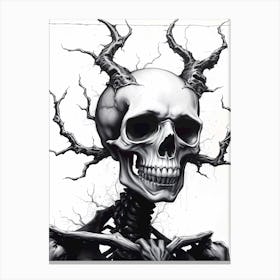 Skeleton With Horns Canvas Print